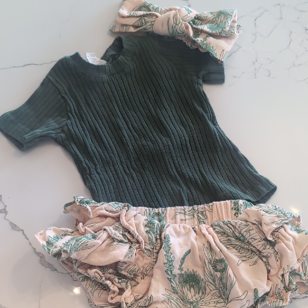 kate quinn Pale Pink Top with Green Leaf Detail